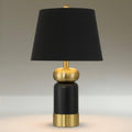 360 Lighting Anthem 21 3/4' High Small Modern Accent Table Lamp Black Gold Brass Finish Metal Single Fabric Black Shade Living Room Bedroom Bedside Nightstand House Office Home Reading Kitchen