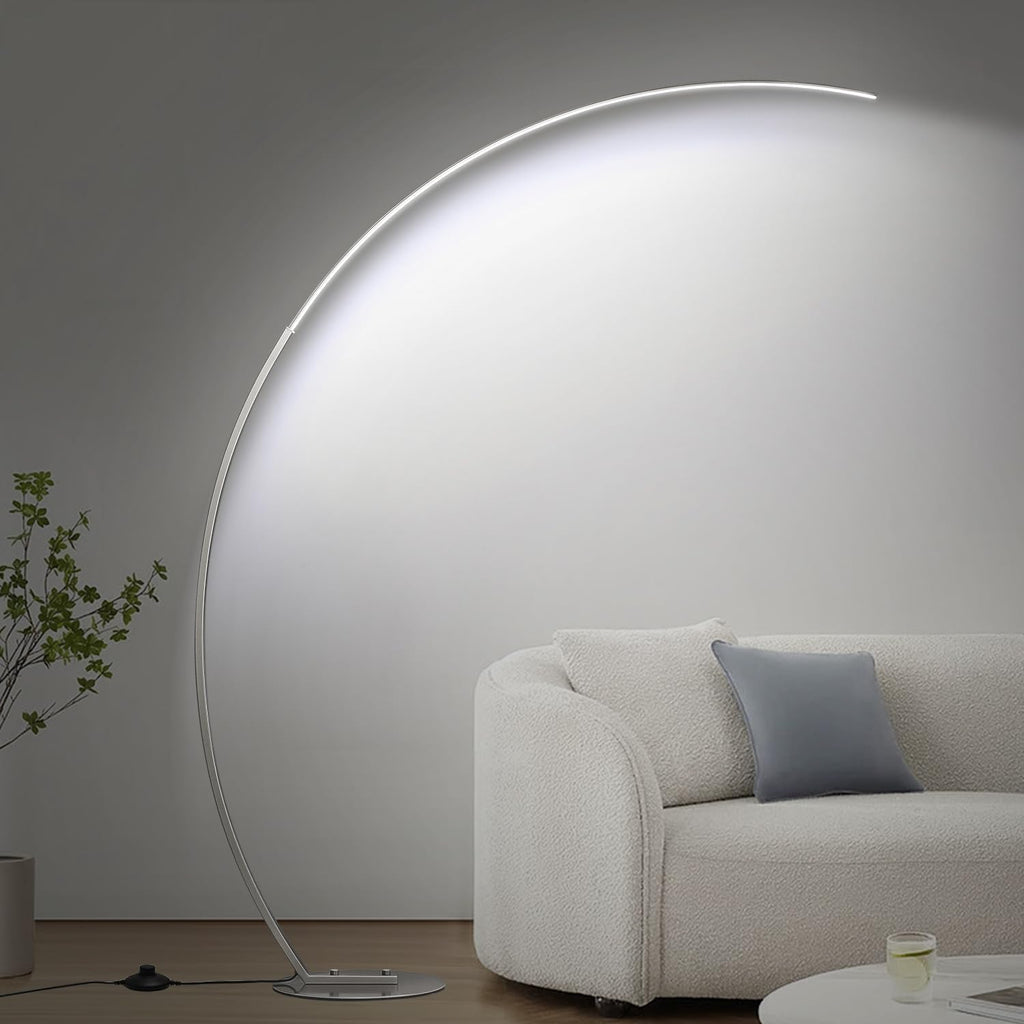Dimmable LED Floor Lamp with 3 Color Temperatures, Ultra Bright 2000LM Brushed Nickel Arc Floor Lamps for Living Room, Modern Tall Lamp with Remote Control Reading Floor Lamp for Bedroom Office