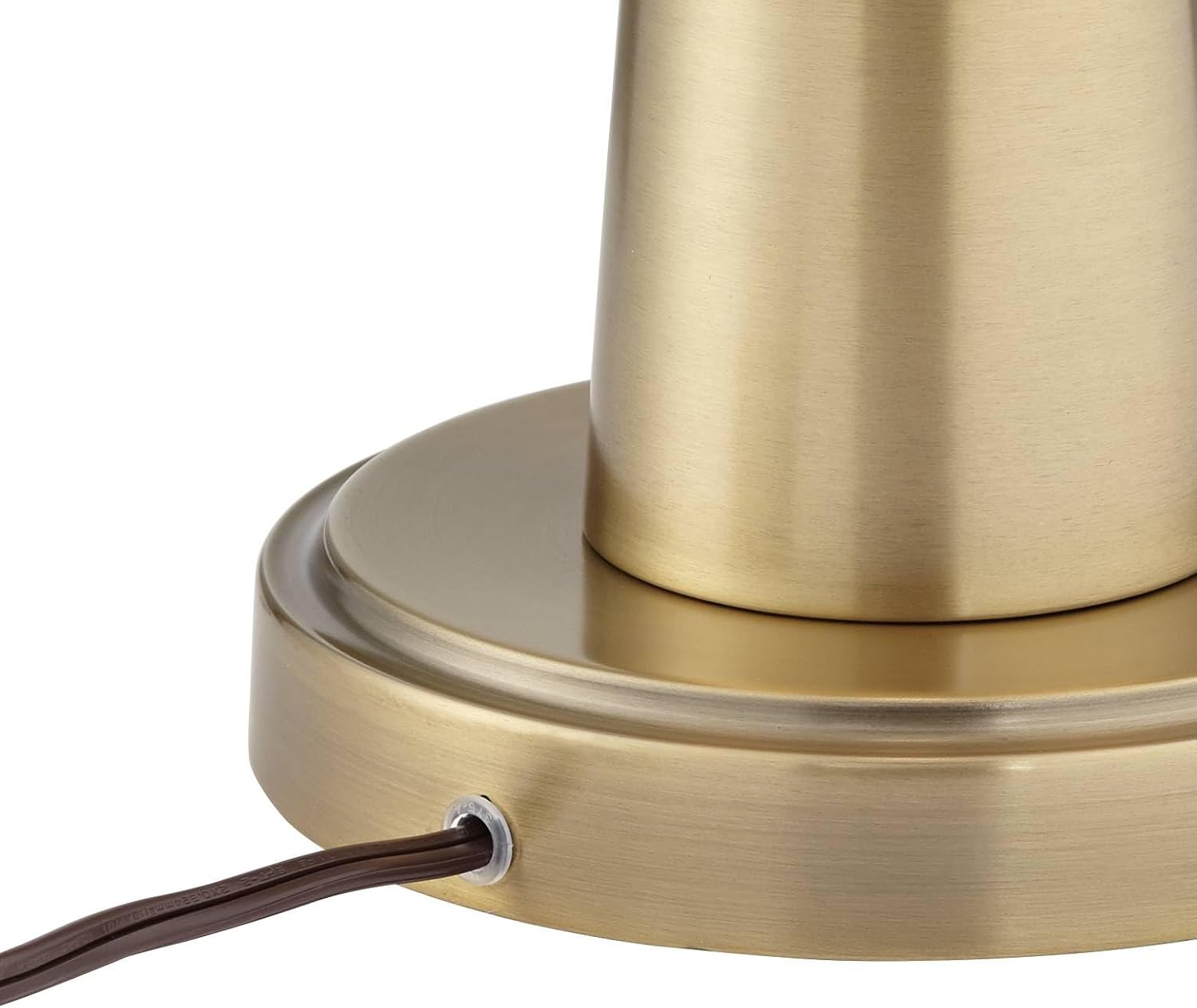 360 Lighting Karla 25' Tall Set of 2 Modern Table Lamps with USB Ports A+C Charging Brass Gold Metal Beige Fabric Drum Shade for Bedroom Living Room House Desk Bedside Nightstand Office Family