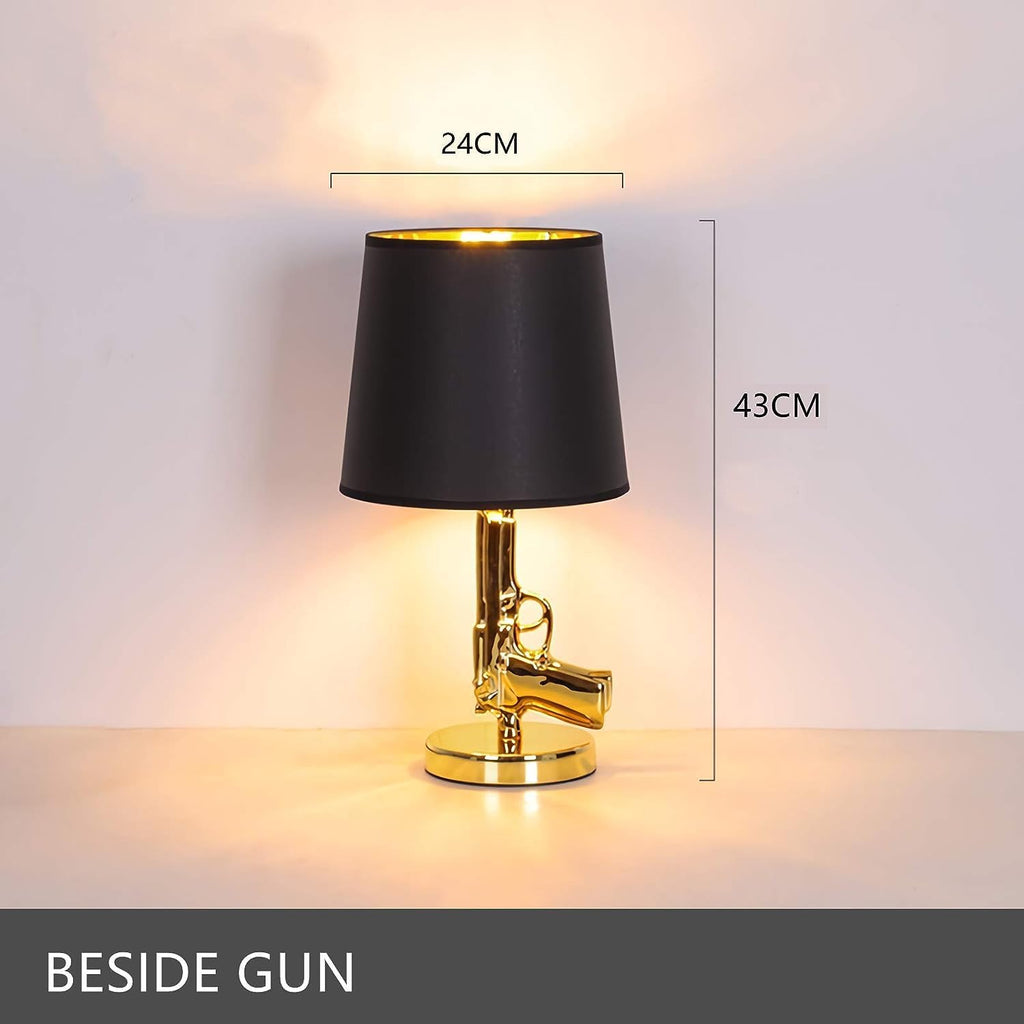 Desk Lamp,Night Light LED Table Lamp,Modern Gold Gun Lights AK47 Luxurious Desk Lamps for Bedroom,Hotel,Living Room,Office and Party Ambience (Pistol Table Lamp)