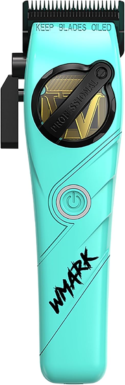 WMARK Professional 2-Piece Haircut Kit for Barber - High-Speed Clipper (7500/8500rpm) & Detail Trimmer (6500/7500rpm), Ceramic Blades, Rechargeable Lithium-Ion Batteries, NG-8613 KIT (Blue)