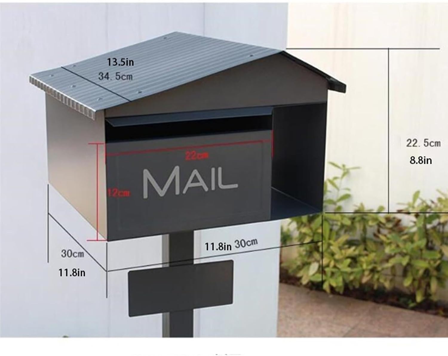 Post Mounted Mailbox Metal Drop Box Letter Delivery Box Post Office Box with Stand Outdoor Floor Curbside Mailbox Newspaper Box