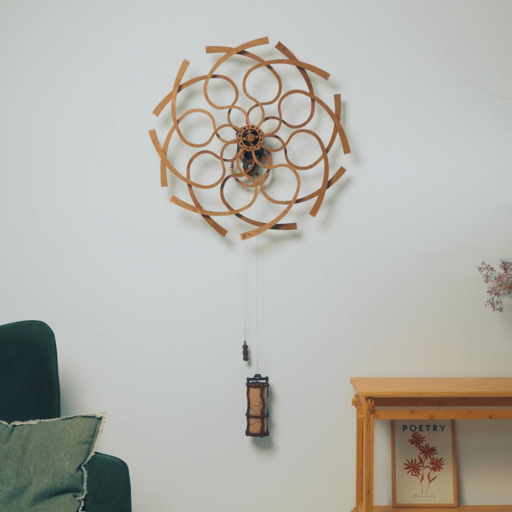WOODEN.CITY Kinetic Wall Art Sculpture Ornate Geometric, Model Size 37.4 x 27.55 in, Hypnotic Wooden Decor for Office, Home, Living Room, Bedroom, or Kitchen - Stress Relief and Creative Energy Boost