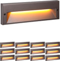 LEONLITE 12-Pack 10.6 Inch 5CCT LED Low Voltage Step Lights, 12–24V AC/DC 6W Surface Mount Ultra-Slim Landscape Stair Lights, IP65 Aluminum Outdoor Lighting for Decks, Hardscapes, Oil Rubbed Bronze