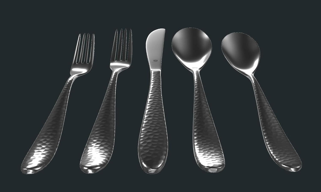 Danialli Matte Silverware Set, 18/10 Stainless Steel Satin Flatware, Modern Brushed Finish Cutlery, Dishwasher Safe & Durable, Built to Last (40-Piece, Marettimo Hammered)