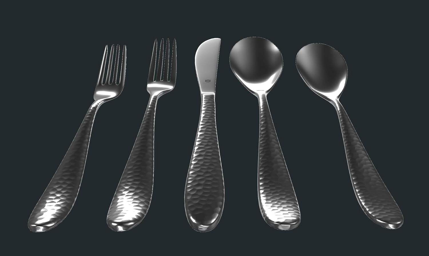 Danialli Matte Silverware Set, 18/10 Stainless Steel Satin Flatware, Modern Brushed Finish Cutlery, Dishwasher Safe & Durable, Built to Last (40-Piece, Marettimo Hammered)