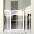 41' Extra Tall Cat Gate for Doorway, 49.2-54.7 Metal Pet Baby Safe Gate, Extra Wide Pressure Mounted Child Door with Expansion Kit, No Drilling No Climb Cat Fence Indoor, Tall Dog Gate, White