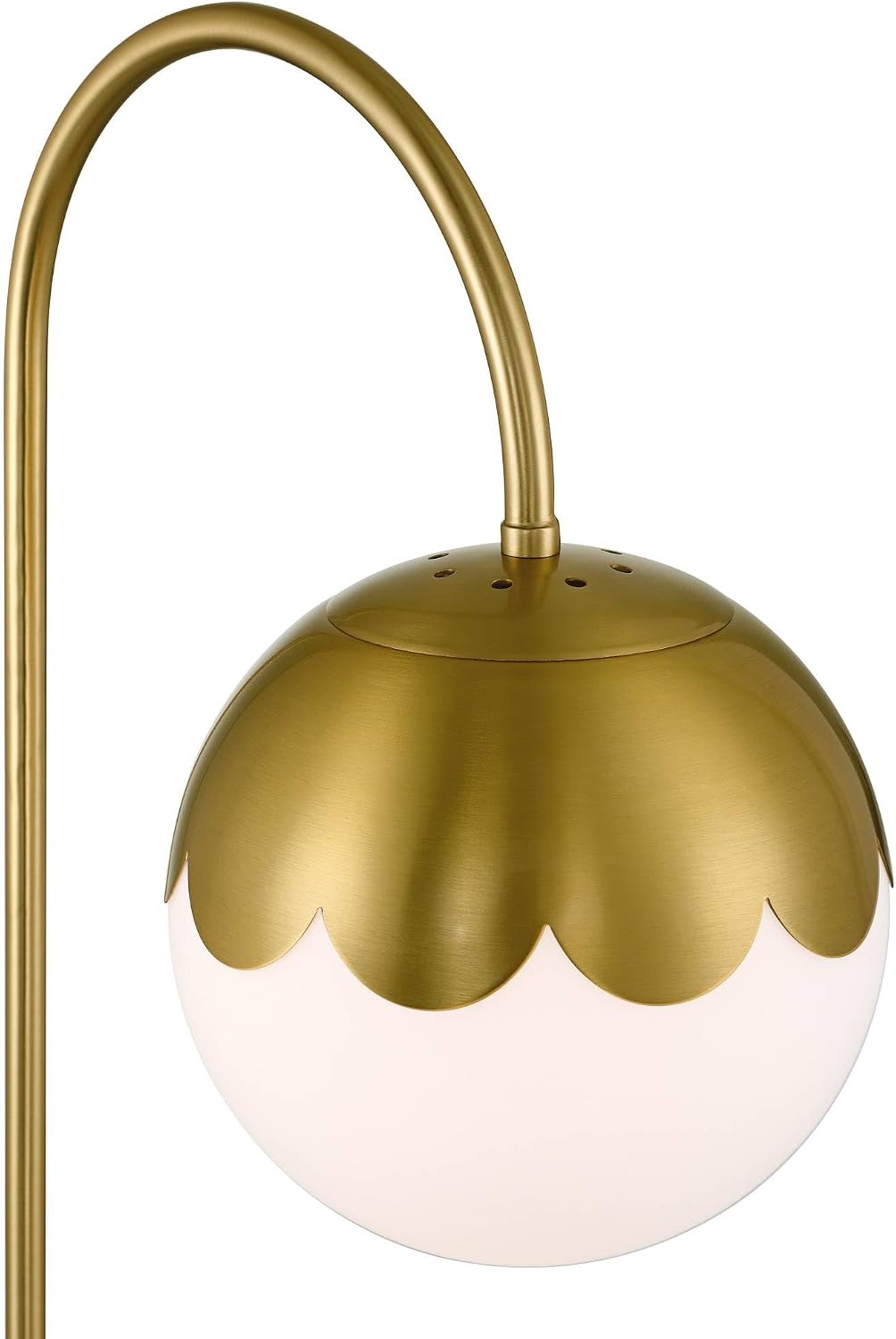 360 Lighting Kelowna 25' High Modern Desk Lamp with USB Charging Ports A+C and AC Power Outlet Gold Antique Brass Finish Metal White Globe Shade Home Office Living Room Bedroom