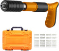 Manual Rivet Gun Tool with 100 Steel Nails, Double Silencer Design, Concrete Wall Anchor Fastener for Brick, Wood, Aluminum, Metal Construction with Carrying Case