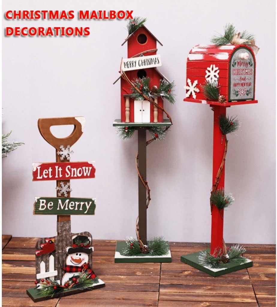 Key Drop Box Creative Mailbox Wooden Drop Box Medium Capacity Post Box Cute Christmas Parcel Box Roadside Pole Mount Mail Boxes Easy to Install