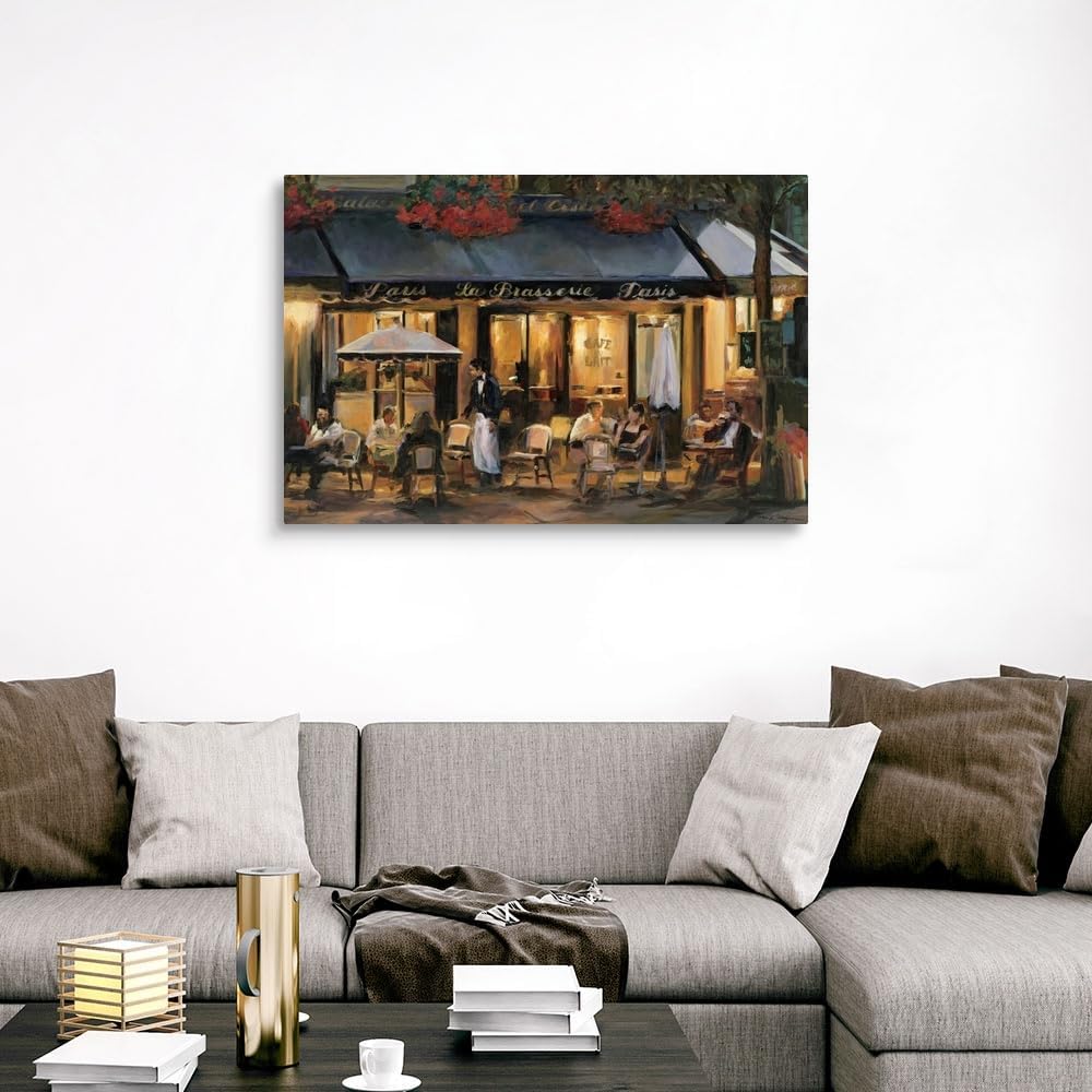 CANVAS ON DEMAND La Brasserie Canvas Wall Art Print by Marilyn Hageman, Traditional, Home Decor, Street Scene, Nature Artwork, 48' x32in