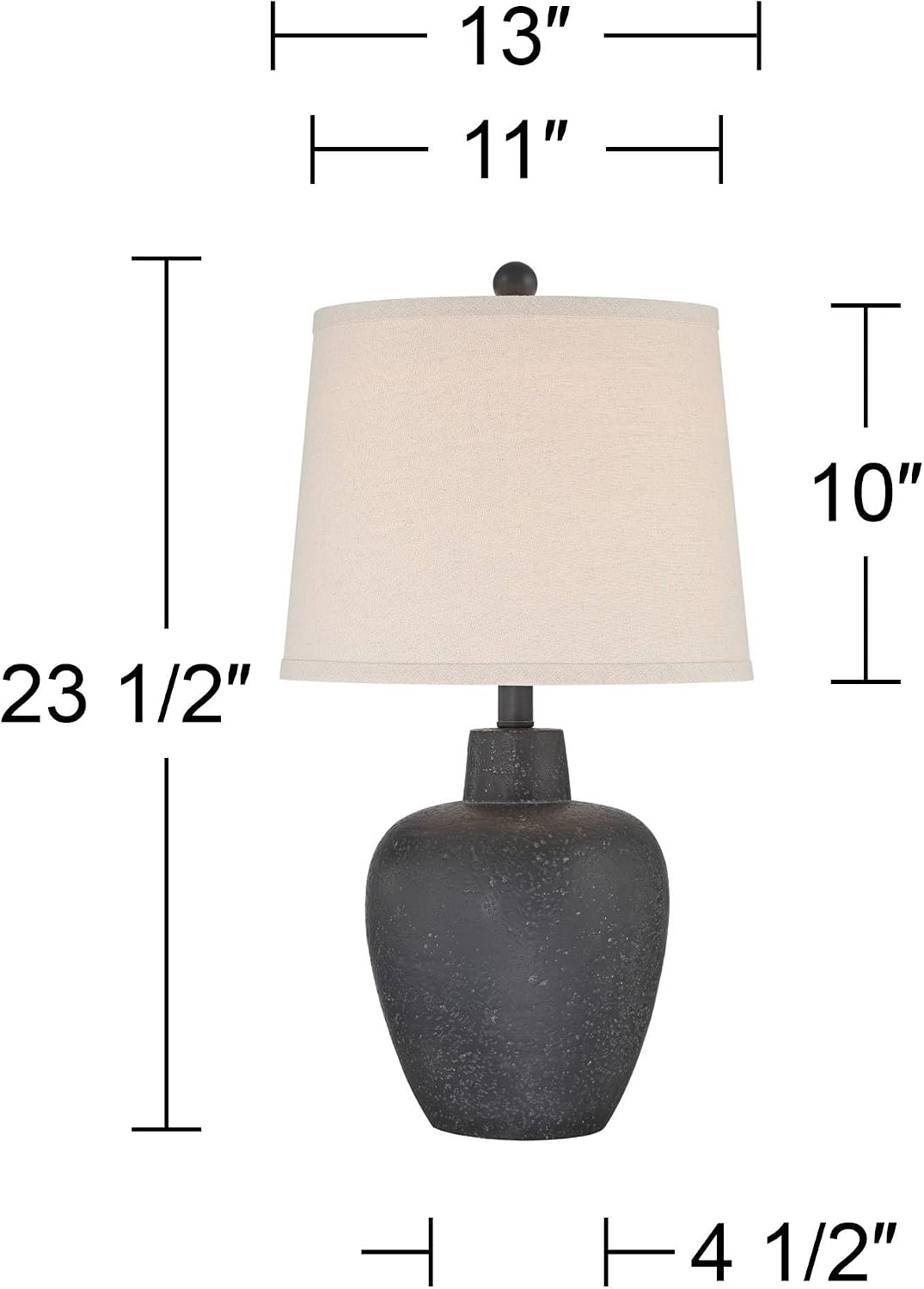 360 Lighting Romeo 23 1/2' High Jar Small Modern Coastal Accent Table Lamps Set of 2 Stone Gray Finish Fabric Beige Shade Living Room Bedroom Bedside Nightstand House Office Home Reading Kitchen