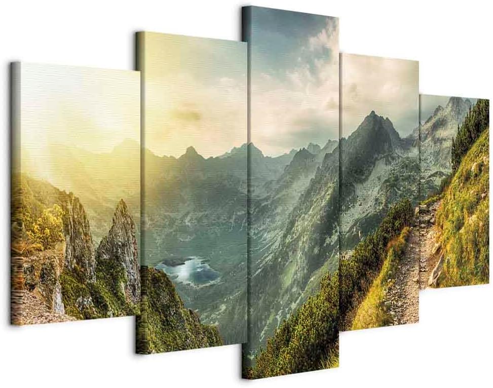 artgeist Acoustic Canvas Wall Art Nature Mountains 40x20 in - 5pcs Picture with Acoustic Foam Sound Print Artwork Room Acoustics Soundproofing Landscape Sky c-B-0037-b-m