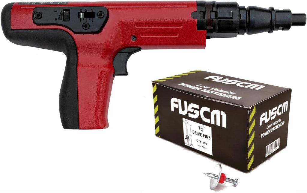 1-1/4' Washered Fastener + .27 Cal Semi-Auto Powder Actuated Tool with power indicator