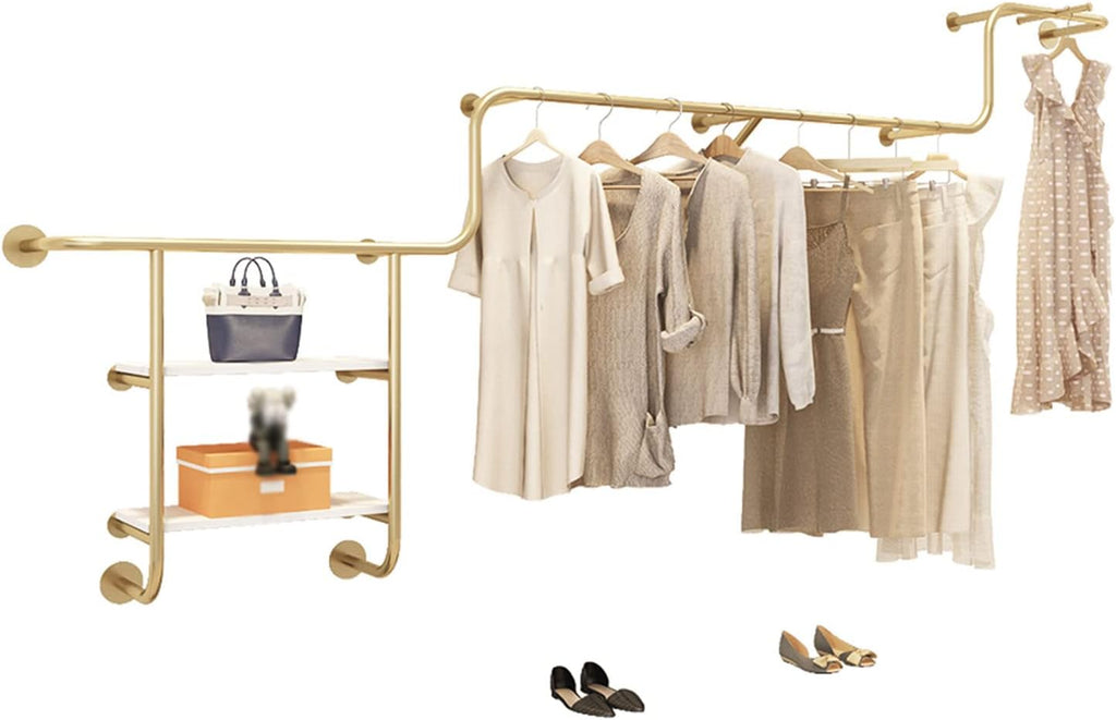 Metal Wall Mounted Clothing Rack,Modern Creative Clothing Rack for Retail Stores,Closet Storage,Clothes Organizer,Shoe Bag Organizer,Clothes Saving Space (250cm