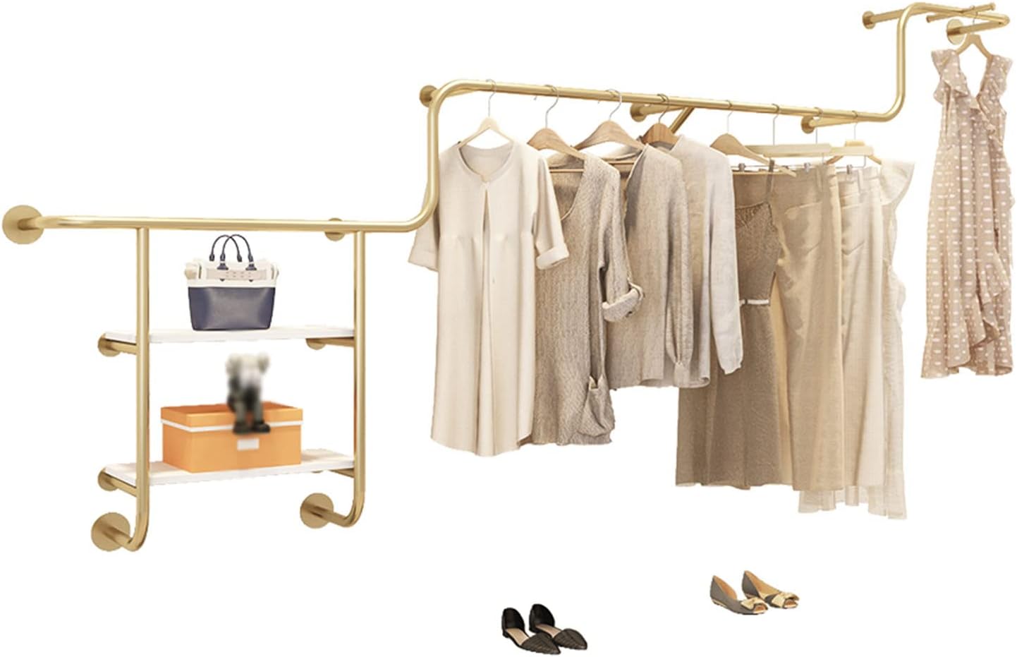 Metal Wall Mounted Clothing Rack,Modern Creative Clothing Rack for Retail Stores,Closet Storage,Clothes Organizer,Shoe Bag Organizer,Clothes Saving Space (300cm