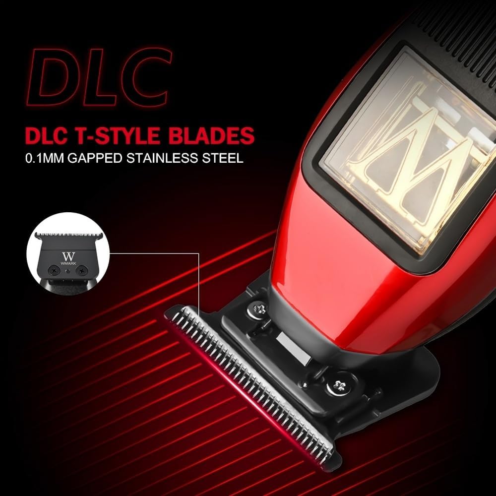 WMARK Professional Cordless Detail Hair Trimmer for Men & Barbers - 10,000 RPM Maglev Motor, DLC Blade, 3 Modular Lids & Repair Tools, Rechargeable NG-XT1