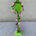 Iron Post Mailbox with Stand, Decorative Cottage Mail Box with Artificial Flowers, Outdoor Mailbox for Courtyard and Exterior Use(Green)