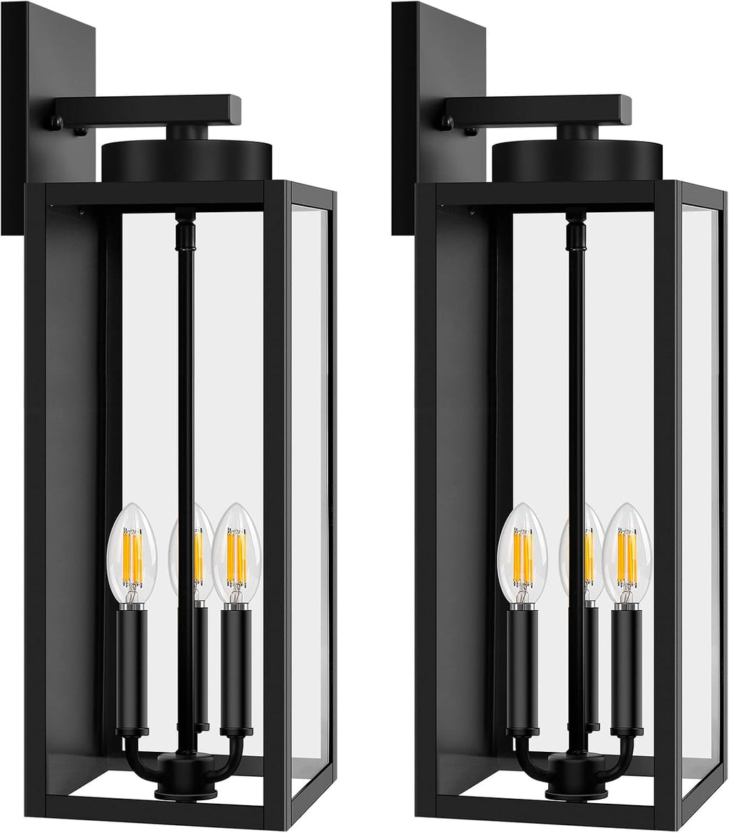 20in Large Outdoor Wall Light Fixtures, Exterior Lighting Fixtures Porch Sconces Wall Mounted, Waterproof Black Outdoor Wall Lanterns Lamps, Outside Lights for House Patio Front Door Entryway, 2-Pack