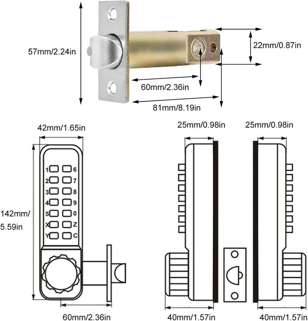 Mechanical Code Lock, Double Sided Password Combination Door Lock, Keyless Entry Security with Keypad for Home Gates Fence