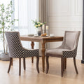 Dining Chairs Set of 2, Thickened Fabric Upholstered Chair with Neutral Solid Wood Legs & Bronze Nailhead Trim, Comfortable Accent Chairs for Dining Room/Kitchen/Living Space(Beige+Patterned + Fabric)