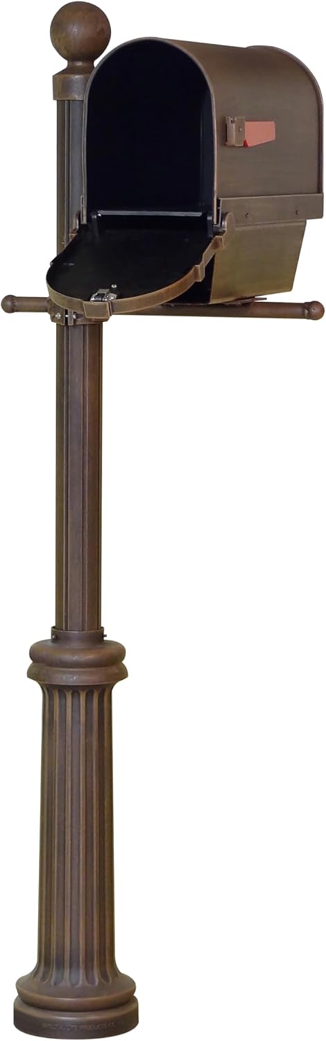 Special Lite Savannah Curbside Mailbox with Paper Tube with Fresno Post- Copper Aluminum Mailbox with Post - SCS2014-SPK592-CP