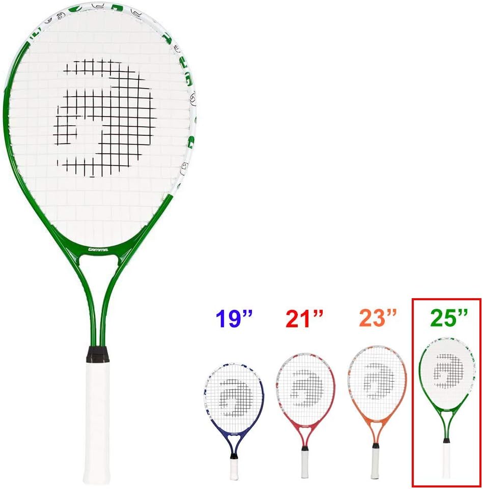 Gamma Quick Kids 25' Inch Junior Tennis Racquet Set or Kit Bundled with a 60-Pack Bag of Gamma Kids Bright Green/Dark Green Felt Training Transition Balls