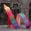 LIOONS Colourful Dragon Dance for Adults Traditional 3D Dragon Poi Silk Flowy Shaking & Flinging Chinese Dragon Ribbon Streamer