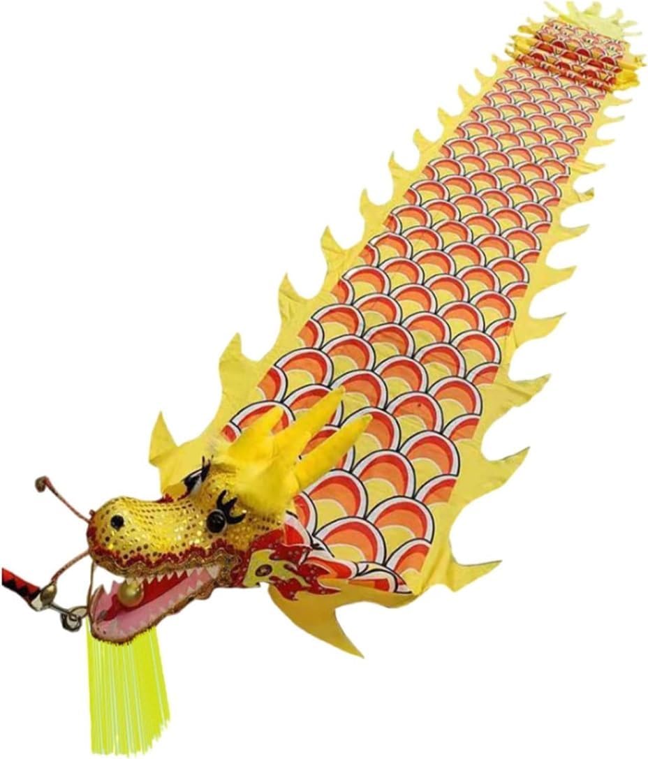 Dragonhead Dance Streamers，Dragon Flowy Spinning， Chinese Dragon Lion Dance Silk Streamer Multicolor 10m/12m(E,12 Months)