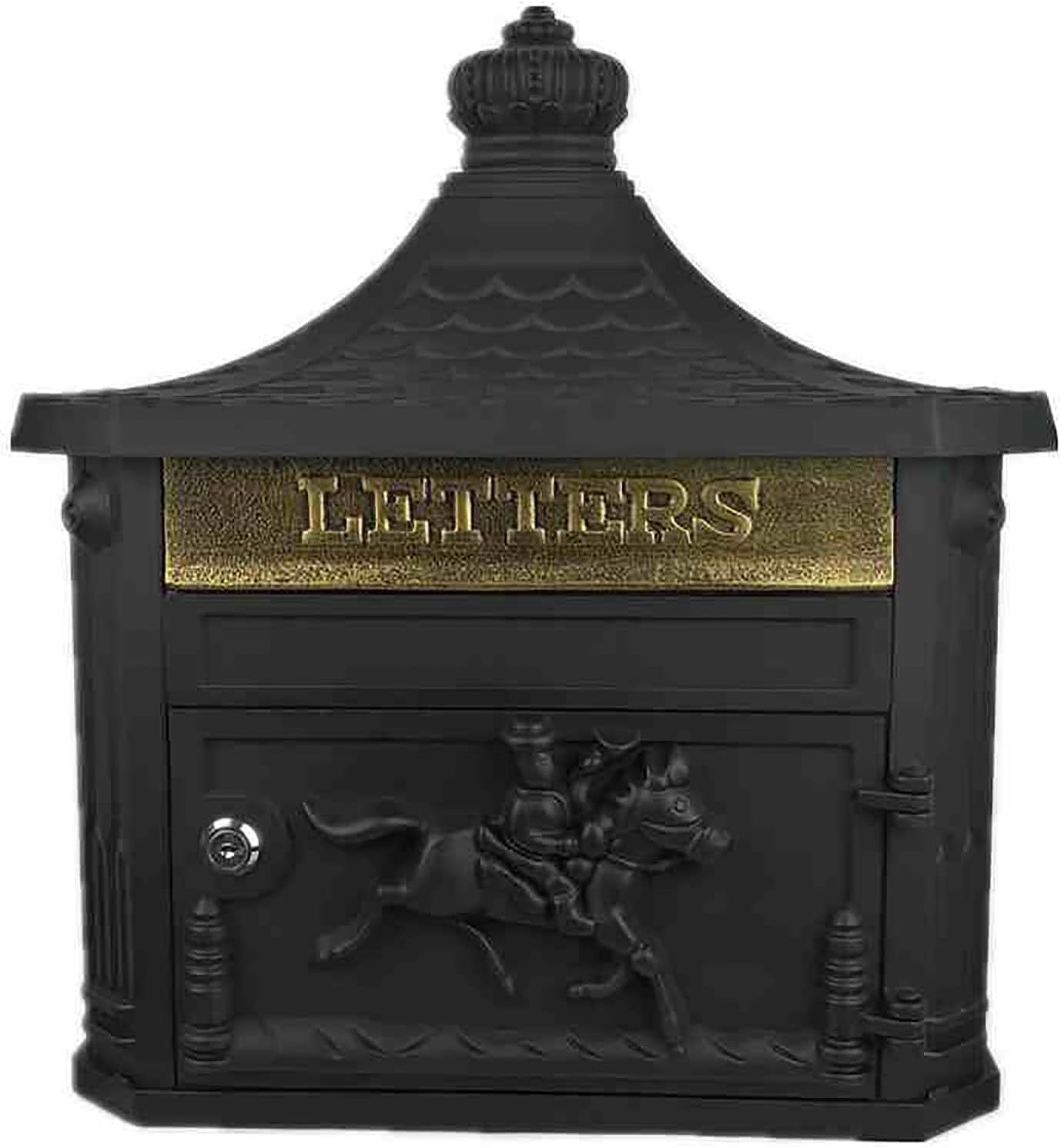 Wall Mounted Mailbox Galvanized Steel and Aluminum Material Rainproof Metal Post Box,Mailboxes for Outside, 16x5.6x18 in(Black)