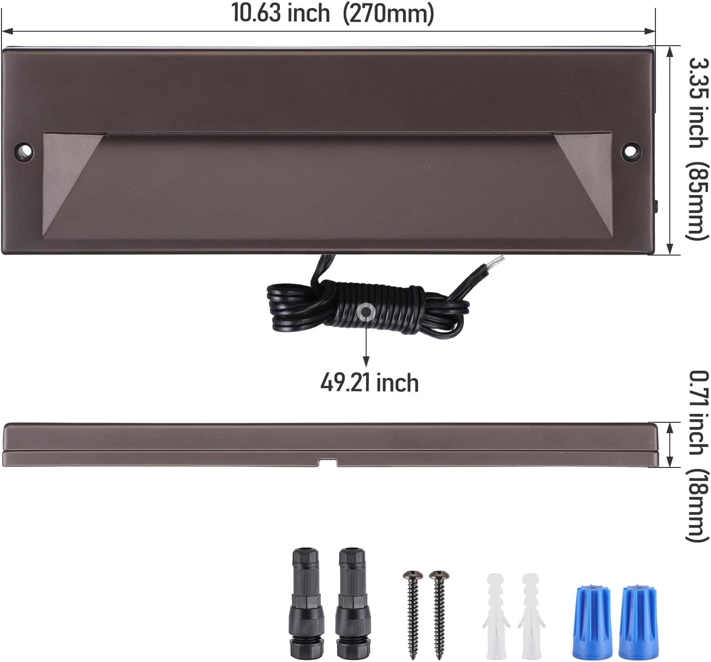 LEONLITE 10.6 Inch 5CCT LED Low Voltage Step Lights, 12–24V AC/DC 6W Surface Mount Ultra-Slim Landscape Stair Lights, IP65 Aluminum Outdoor Lighting for Decks, Hardscapes, Oil Rubbed Bronze, Pack of 6