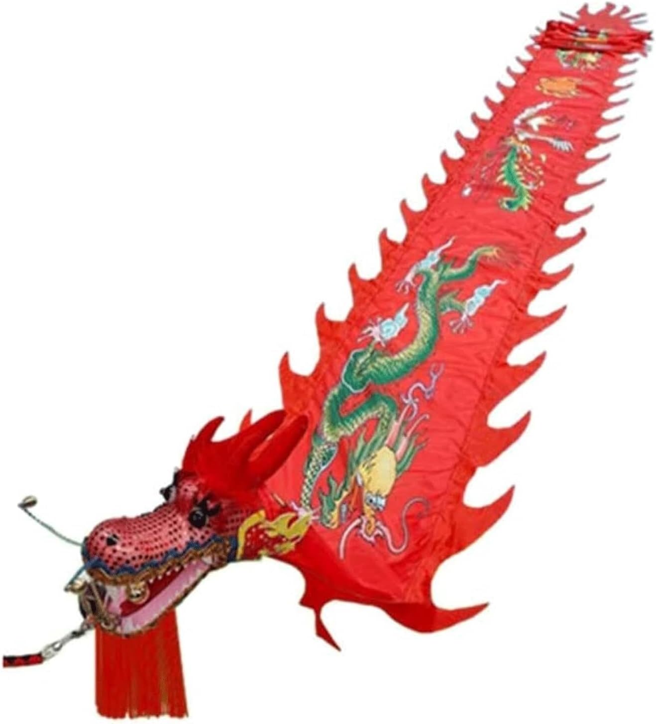 Lion Dance 3D Silk Streamer Dragon Dance Halloween Party Lion Traditional Festival Spring Outdoor Sports Ribbon Dragon Dances Costume(Red,8m)