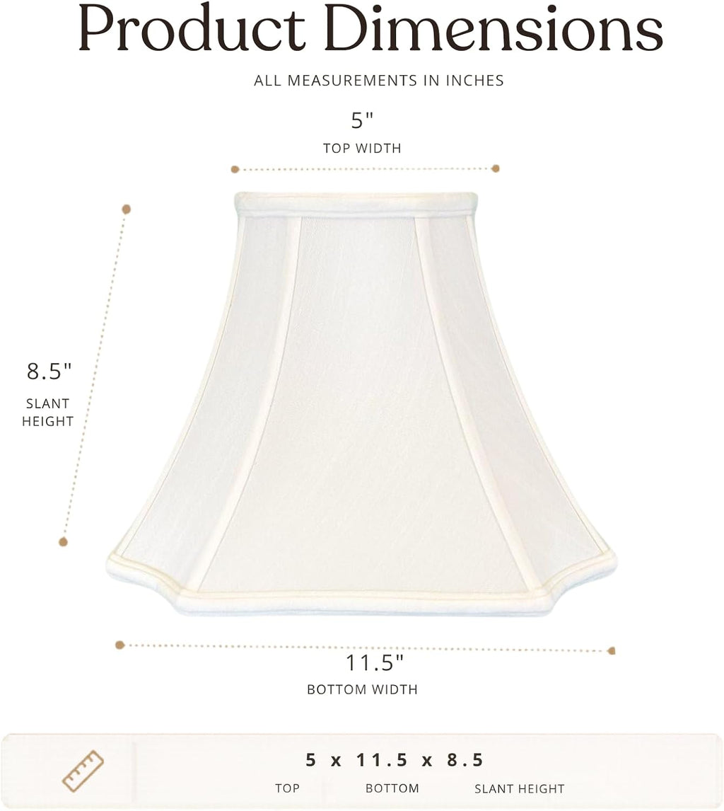 Royal Designs, Inc. BS-714-11WH-2 Square Inverted Corner Bell Basic Lamp Shade, 5 x 11.5 x 8.5, White, 2-Pack