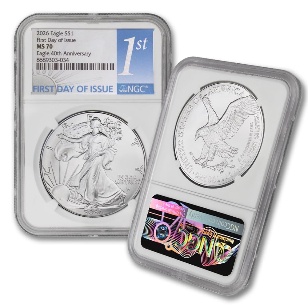 2026 1 oz American Silver Eagle Coin MS-70 (First Day of Issue - 40th Anniversary) $1 NGC MS70