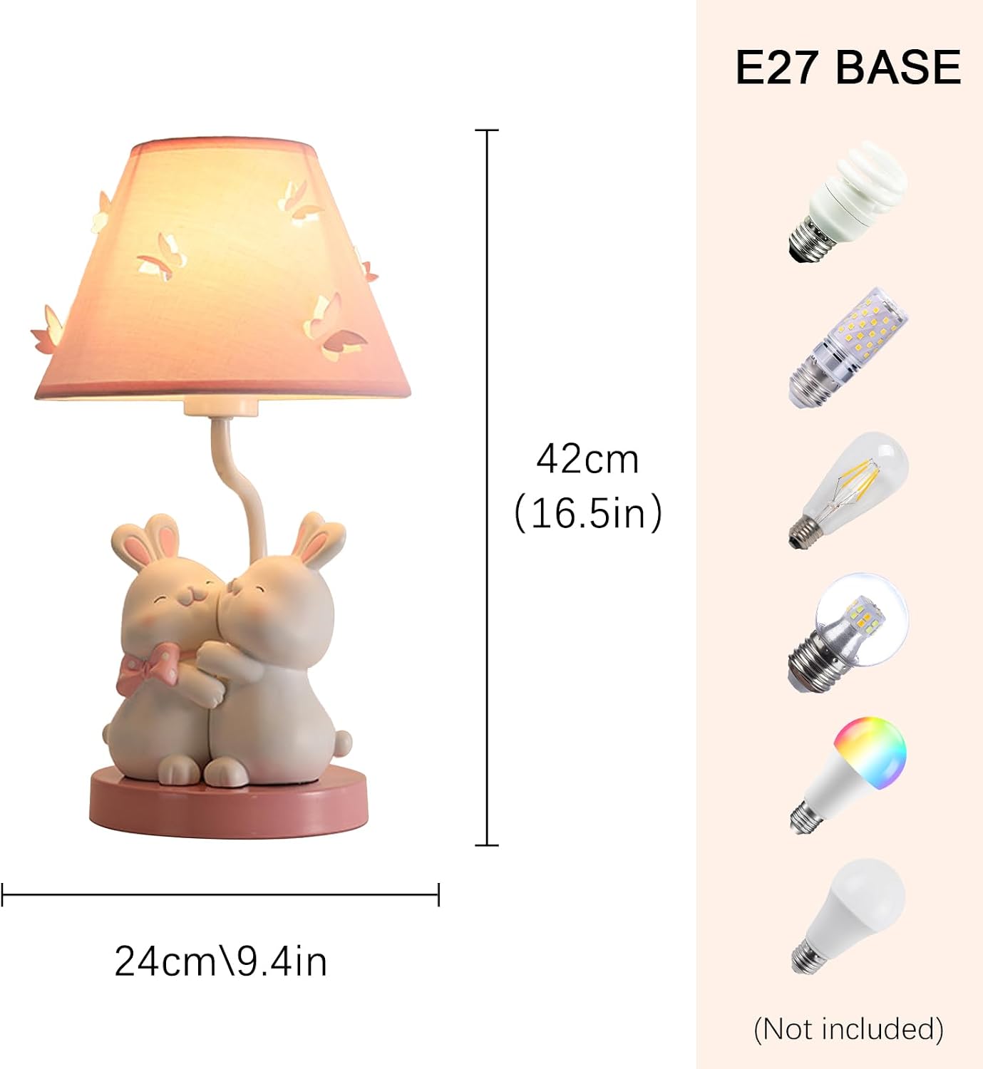 Pink Rabbit Lamp Cute Bunny Night Light Girl Lamp, Cartoon Animal Nightstand Lamps Bedside Table Lights, Children's Room Desktop Accent Lighting for Bedroom Dining Room Office Dorm
