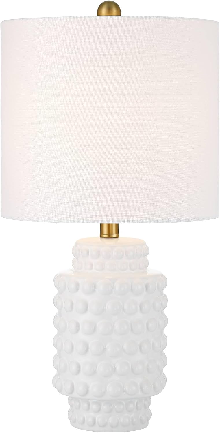 360 Lighting Hobnail 22 1/2' High Small Modern Accent 3-Way Table Lamps Set of 2 White Ceramic Fabric Shade Living Room Bedroom Bedside Nightstand House Office Home Reading Kitchen Entryway Console