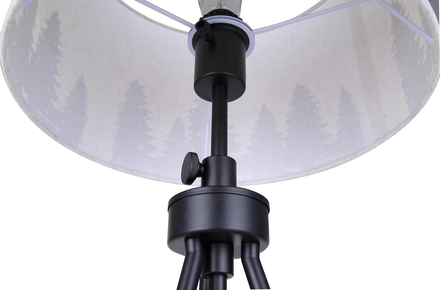 Canarm Holt Table Lamp, 27-Inch Country Rustic Black Finish with Printed Fabric Shade, Adjustable Height from 22-27' with 3-Way Socket Switch for Living Room