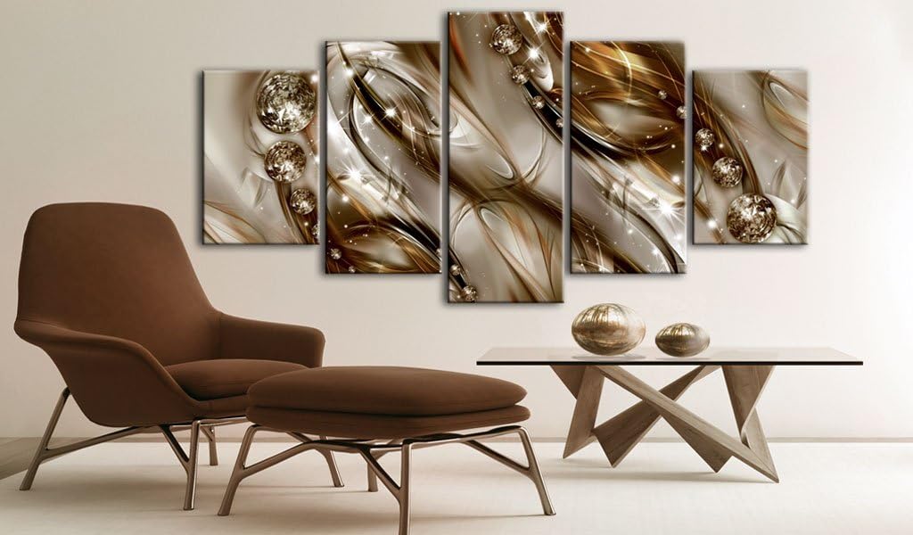 artgeist - Hand-Textured Canvas Wall Art Abstract 90x45 in - 5pcs Painting Canvas Prints - Acrylic Gel Texture Picture Artwork Living Room - Contemporary Modern Photo Wall Home Wave Beige a-A-0171-b-n