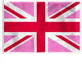 AGAS Large Pink Union Jack Flag 8x12 Ft - Printed 200D Nylon - Rope Thimble Brass Grommet Stitched Edges Fade Proof Sharp Colors - Large Size Indoor/Outdoor UK Pink Pride flag