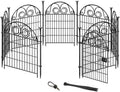Getlay Tall Garden Animal Barrier Fence With Gate, 32 in(H)×27 in(L) 8 Panels Dog Digging Fencing Barrier, Black Metal Temporary Fence, Reusable Defense Fences For Outdoor Yard. Total 17.5 Ft│Patented
