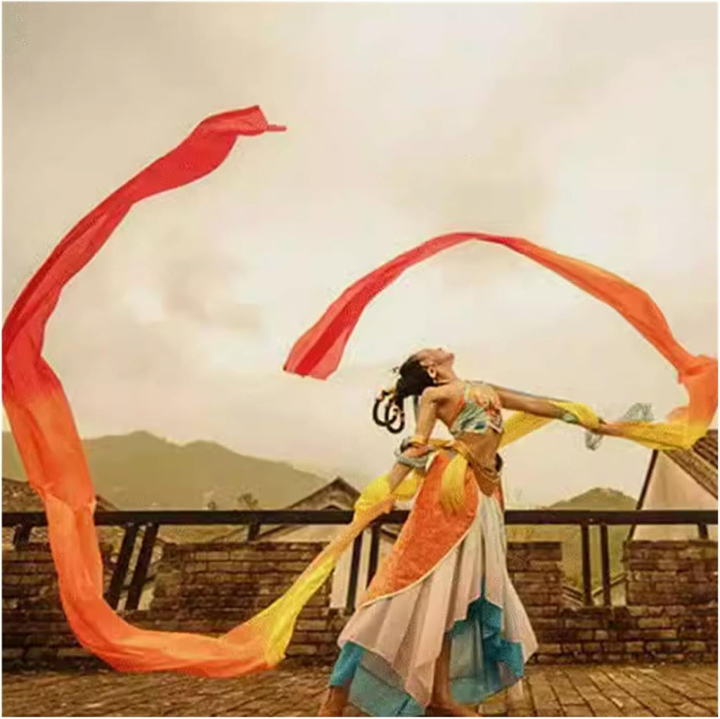 12m Silk Streamer Veils Bellydance Folka National Dancer Practice Props Feitian Dunhuang Liyugang Stage Costume