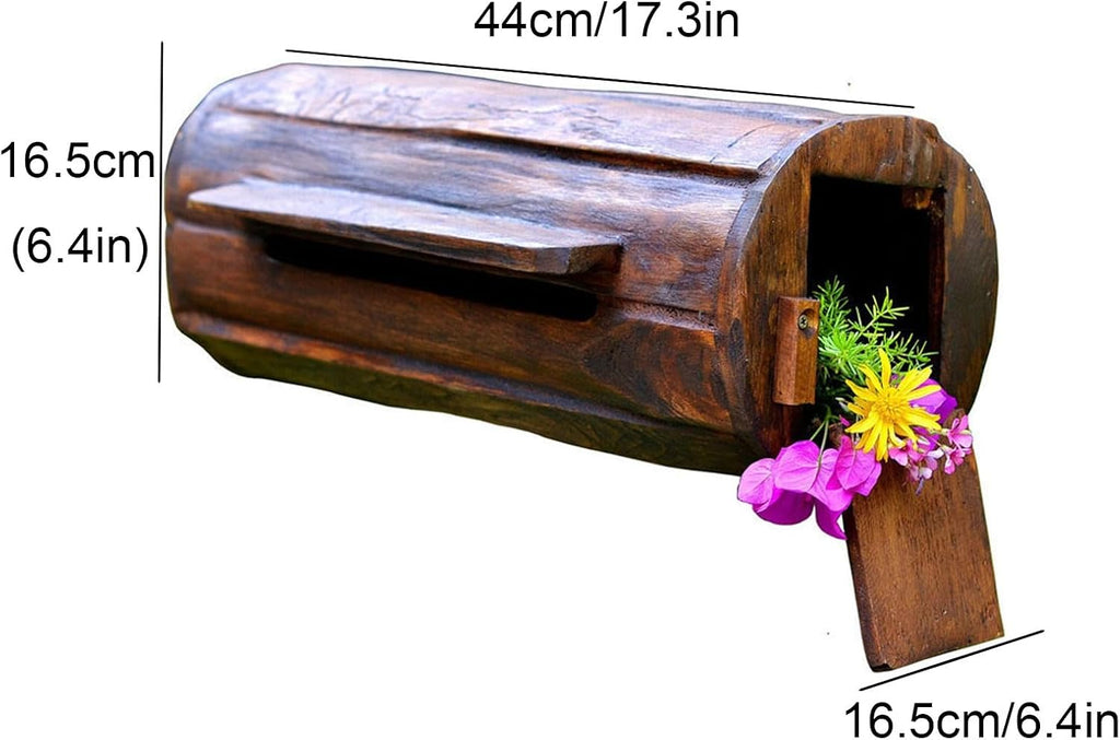 MELPHI Mailboxes for Outside, Security Key Drop Box, Wooden Mailbox, Hanging Secure Post Box, Easy Mount, Garden, Outdoor Decoration for Outside, Home, Front Door