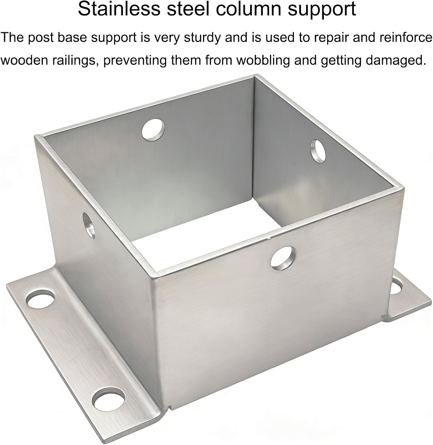 Heavy Duty Stainless Steel Post Base, Railing Post Anchor and Mailbox Support, for Pergola, Railing, and Mailbox Posts(95×95 Mm (3.7×3.7 in))