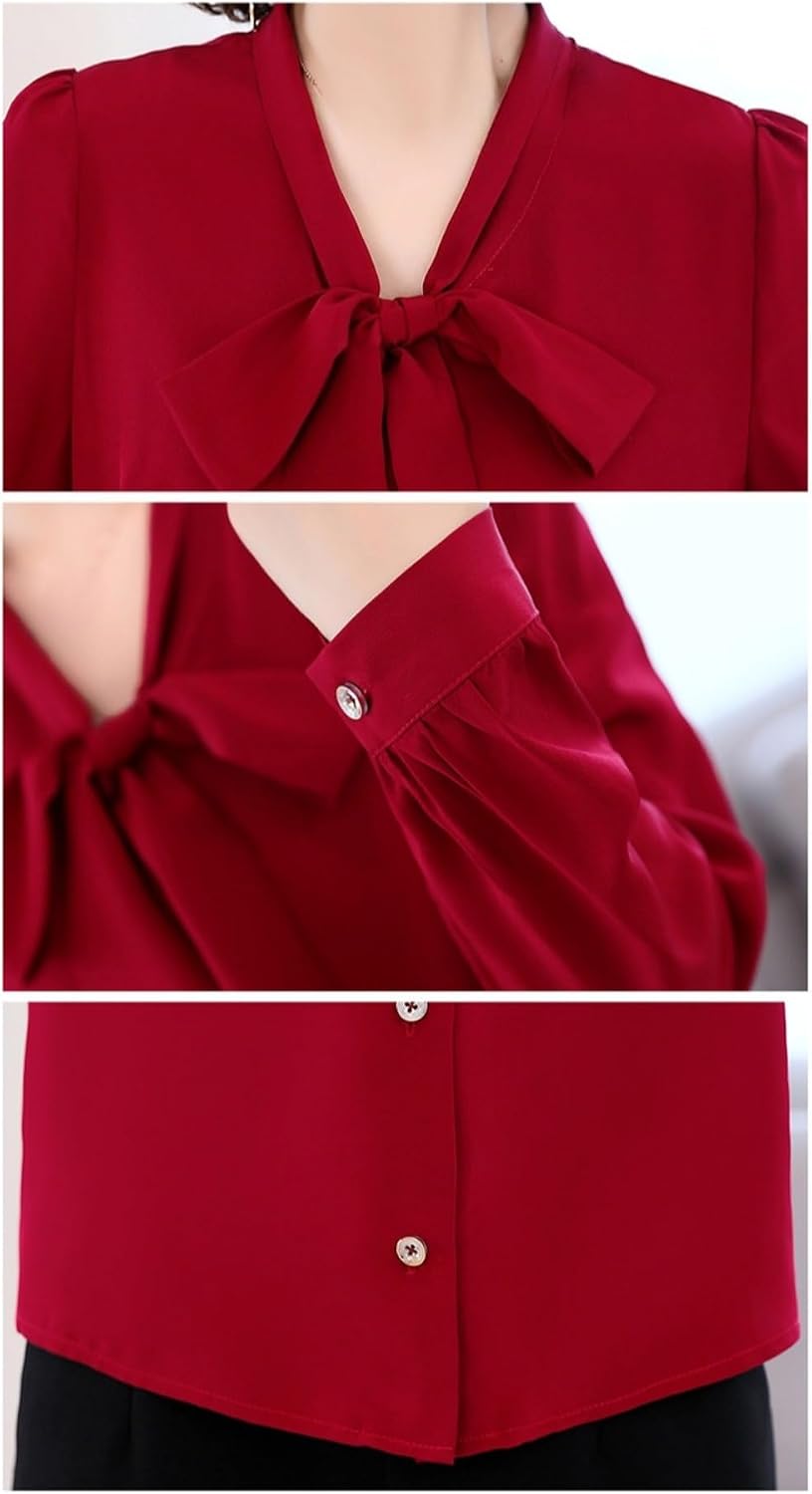 Women's Silk Streamer Shirt Spring and Summer Casual Soft and Elegant Business Top