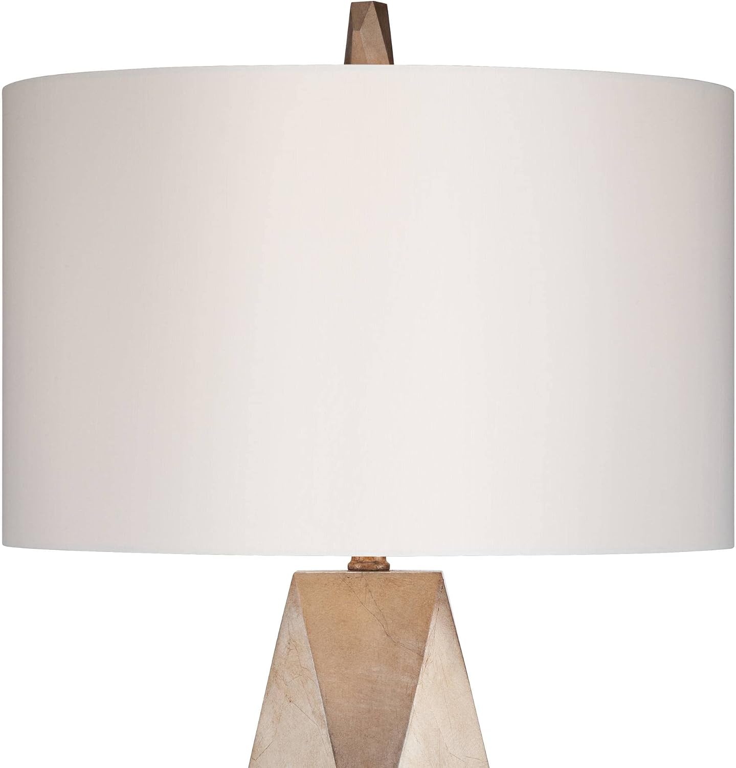 Possini Euro Design 32 1/2' Tall Geometric Large Mid Century Modern Glam End Table Lamps Set of 2 Champagne Gold Living Room Bedroom Bedside Nightstand House Office Home Reading Off-White Shade