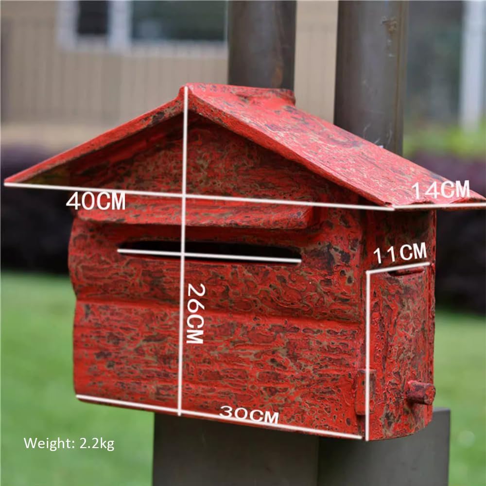 Durable Post Box Wooden Letterbox Villa Outdoor Family Wall Letter and Garden, Farmhouse Decoration,B