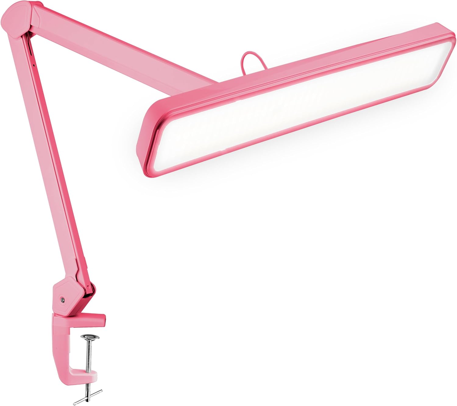 Neatfi XL 2,500 Lumens 30W LED Task Lamp for Manicure Table, Crafts, Workbench, Office – 22' Wide Shade Desk Light | Eye-Caring 6500K | 4-Level Brightness (Pink, Non-CCT with Clamp)