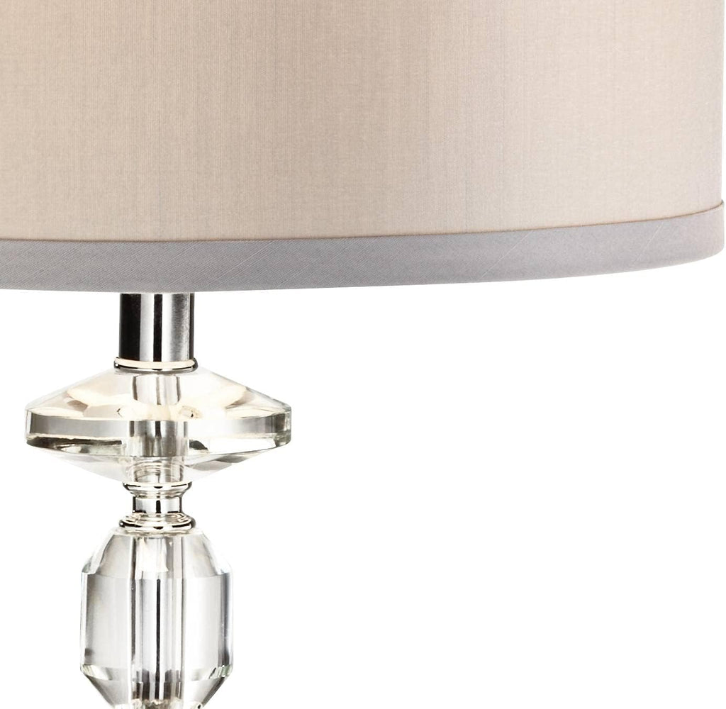 Vienna Full Spectrum Aline 26 1/2' Tall Traditional Table Lamp Clear Crystal Single Gray Shade Living Room Bedroom Bedside Nightstand House Office Home Reading Kitchen Entryway Console Family