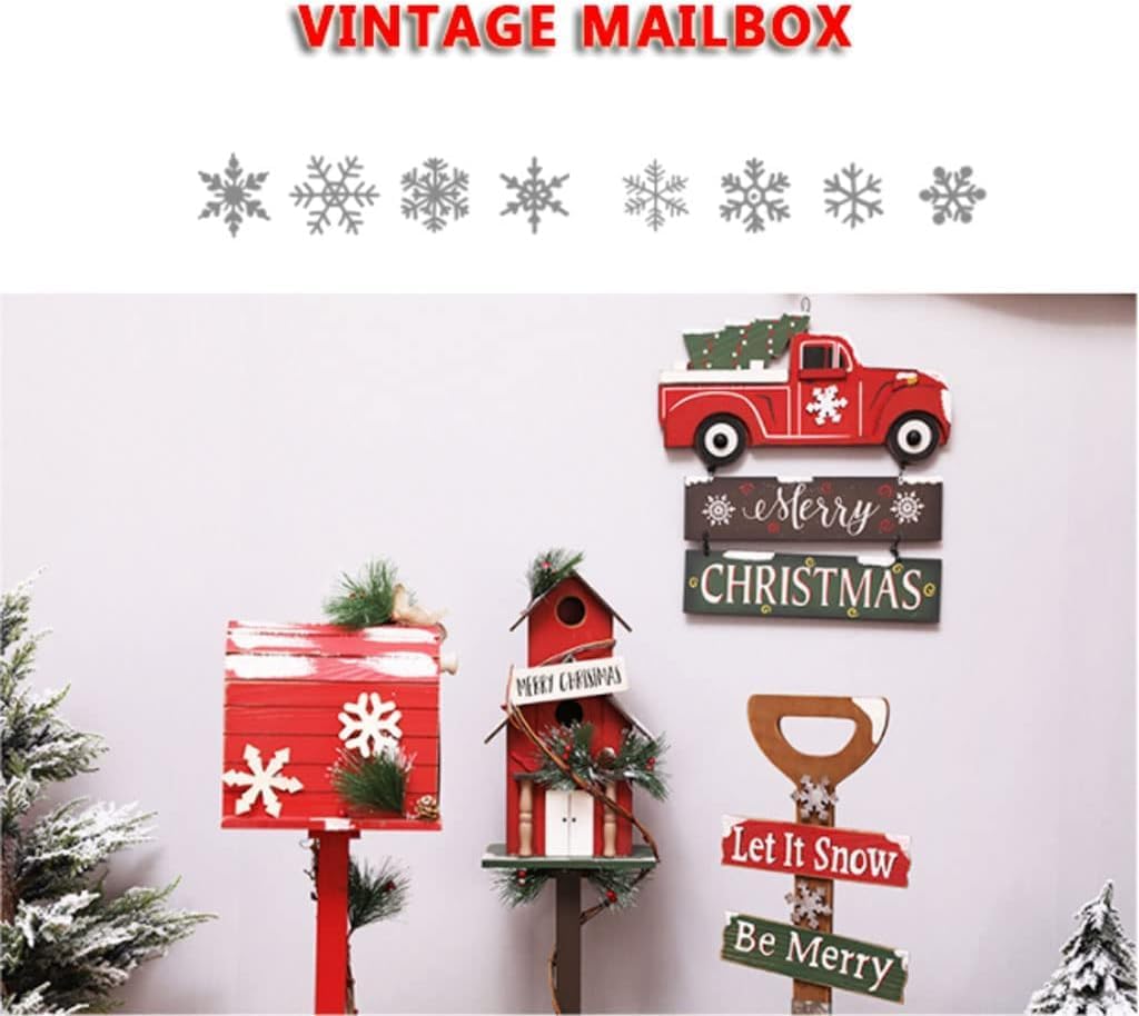 Key Drop Box Creative Mailbox Wooden Drop Box Medium Capacity Post Box Cute Christmas Parcel Box Roadside Pole Mount Mail Boxes Easy to Install