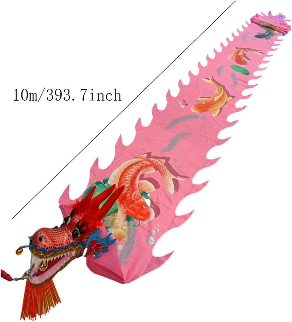 Lion Dragon Dance Performance Prop Chinese Lion Dance Ribbon Streamer 3D Plastic Dragon Dance, Dragon Cloth Props for Fitness Exercise Performance Dragon New Year Outdoor Sport(D,10m)
